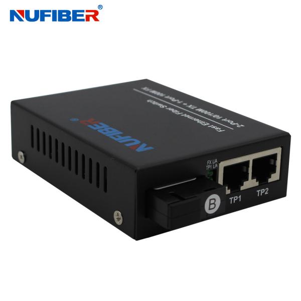 2 UTP Port Fiber Ethernet Switch Iron Case Material EEE802.3x Standard