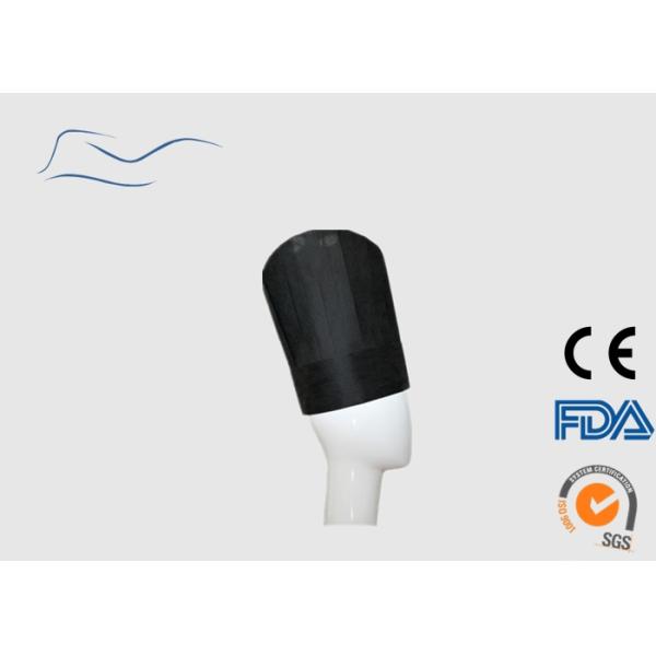 Non Woven Disposable Chef Caps , Black Kitchen Head Cap Pleated Style