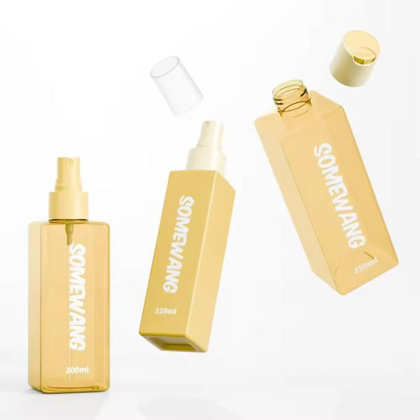 Yellow Square Plastic Bottles Leak Proof Empty Shampoo Bottles 100ml