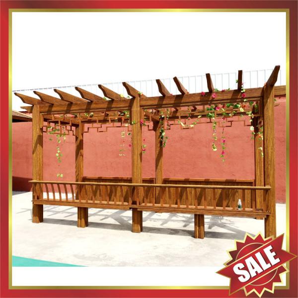 public garden park decoration wood style aluminium aluminum metal grape trellis Pergola vine grids sunshade shelter