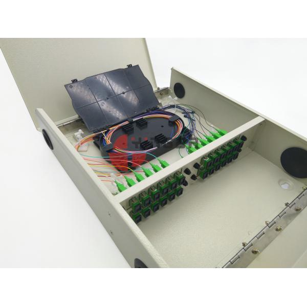 Wall Mounted 24 Cores Optical Distribution Box Completed SC Couplers Pigtails Cold Rolled Steel