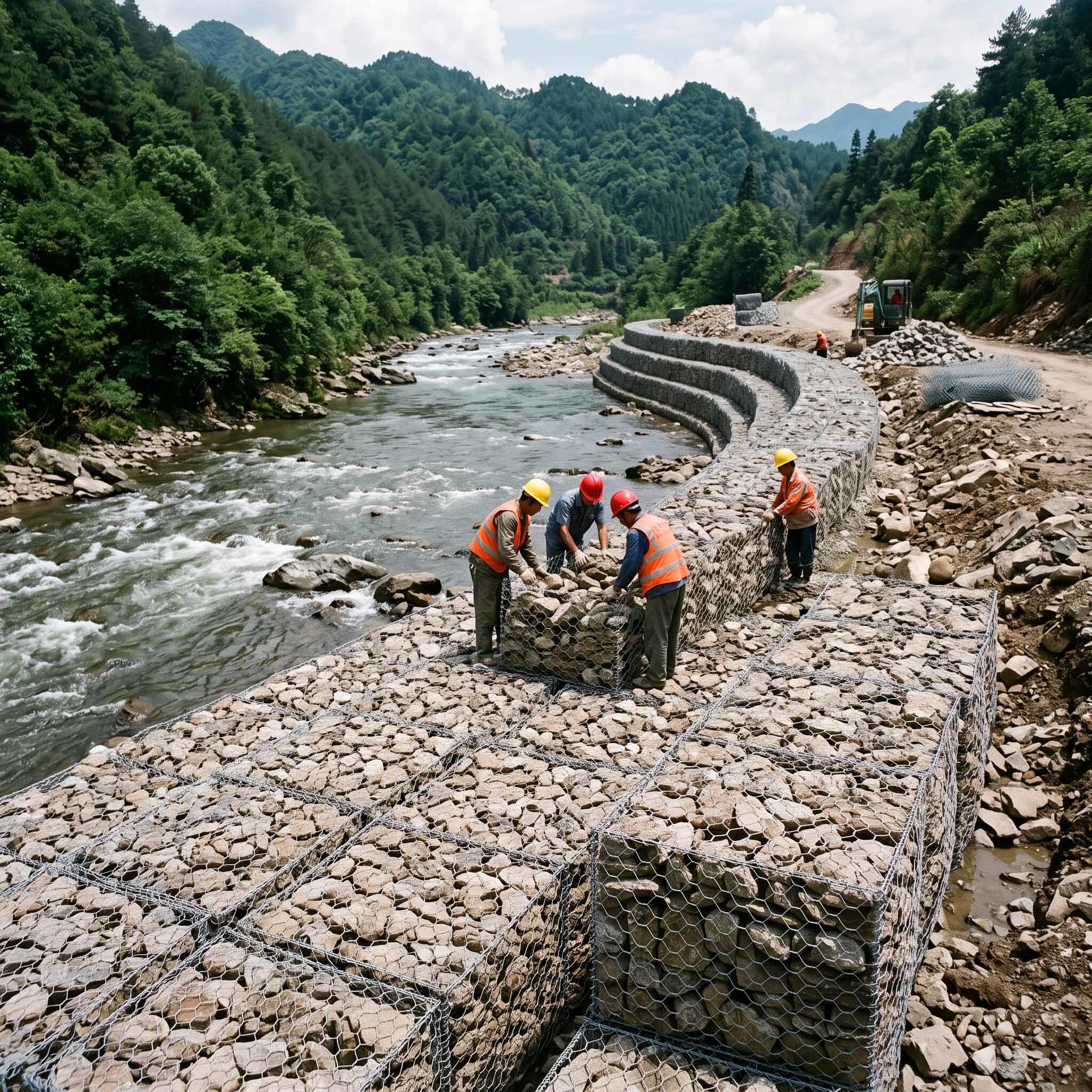 Woven Mesh Gabion Baskets – Riverbank & Slope Erosion Control