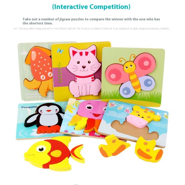 New Custom Kids Wooden 3d Puzzle Jigsaw Toys,Children Cartoon Animal Vehicle Toddler Wooden Puzzles