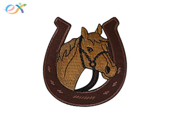 Emblem Logo Iron On Embroidered Patches Rayon Custom Animal Horse Pattern