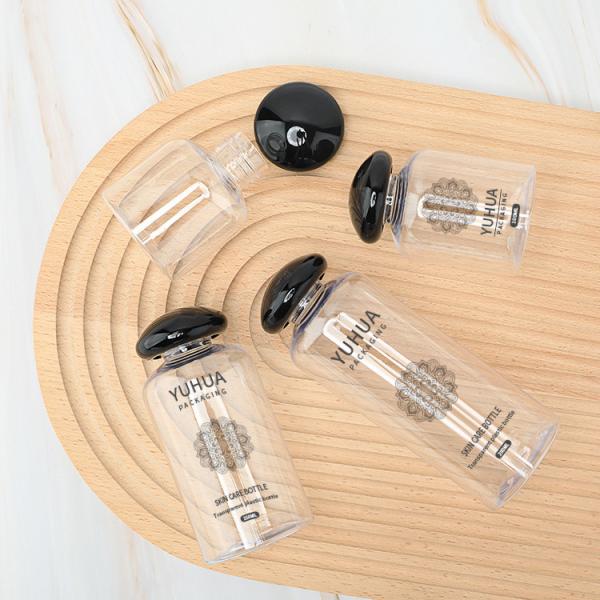 Envases de plástico PET con tapa de hongo Botellas de tonificante cilíndrico Botellas de champú 80ml 100ml 150ml