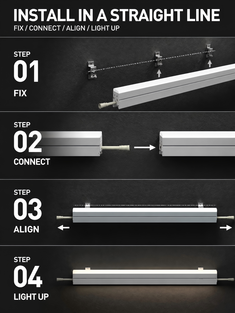 Slim Aluminum Housing Outdoor Linear Led Light With Acrylic Cover For Sky Screen Lighting
