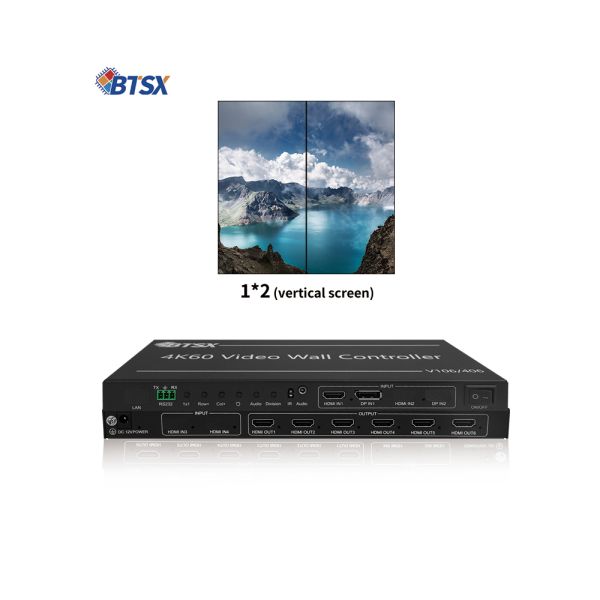 4K60 Zero Delay Video Wall Controller with 1 HDMI/DP Input and 6 HDMI Outputs for Multi-Screen Display