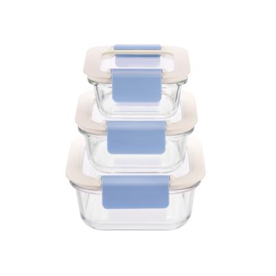 Glass Food Container With 2 Lock PP Glass Lid