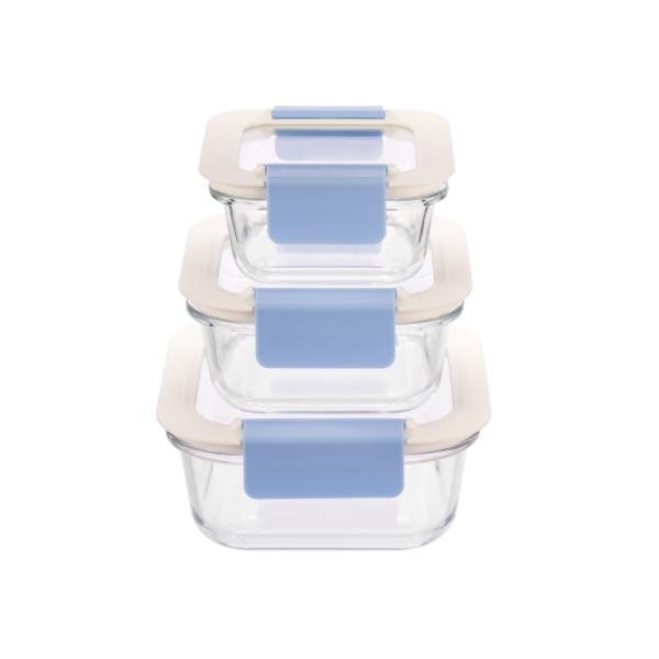 Glass Food Container With 2 Lock PP Glass Lid