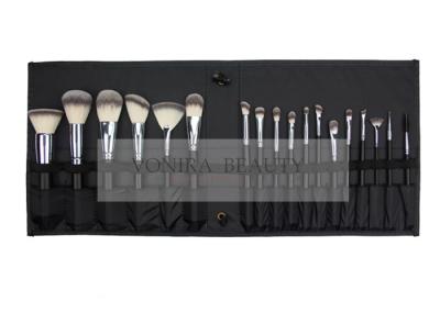 A composição sintética profissional escova o jogo 18pcs com o saco de rolo preto