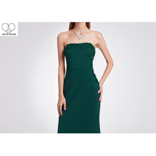 Dark Green Wedding Dresses Waist Two Side See Through Lace Elastic Fabric