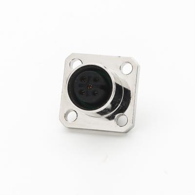 M12 Panel Mount Connector Square Flange PCB Front Mounting 5 Pin Feminino Código A