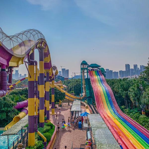 Commercial Water Park Equipment Factory Wholesale Price Swimming Pool Fiberglass rainbow Racing Slide for Sale