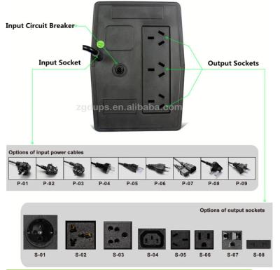 A linha pequena de UPS 650va do router de 360W Wifi interativa levanta a onda de seno pura
