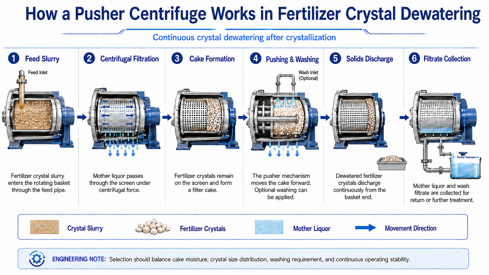 Fertilizer Crystal Dewatering Pusher Centrifuge