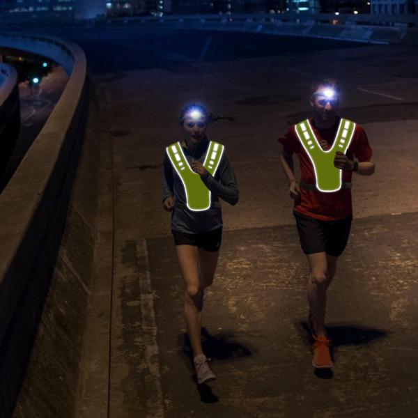Adjustable Reflective Running Vest Elastic With LED Warning Lights