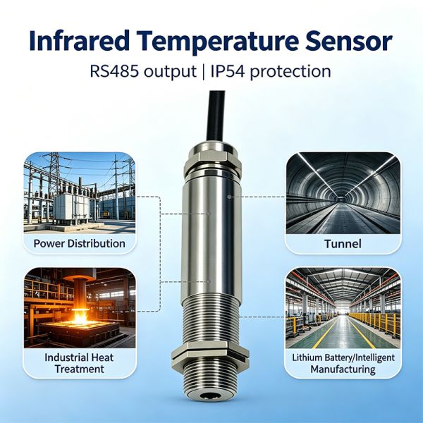 Industrial Stainless Steel RS485 Infrared Temperature Sensor Supports Modbus RTU Online Temperature Probe