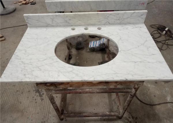 Customized Prefab Bathroom Vanity Tops Italian Carrara White Marble