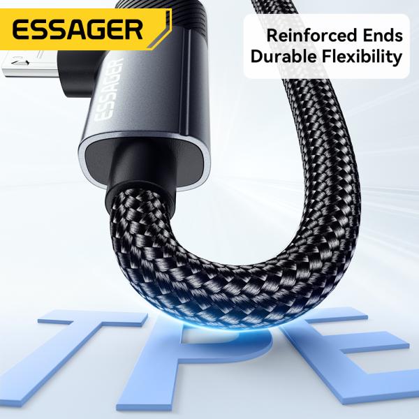 ESSAGER ES-X59 2 In1 Usb To Micro USB C Fast Charging Cables 7A Pd 100W