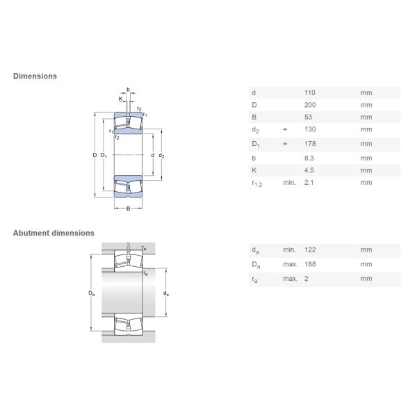 High Accuracy SKF Spherical Roller Bearing 22222E C3 110 x 200 x 53 MM