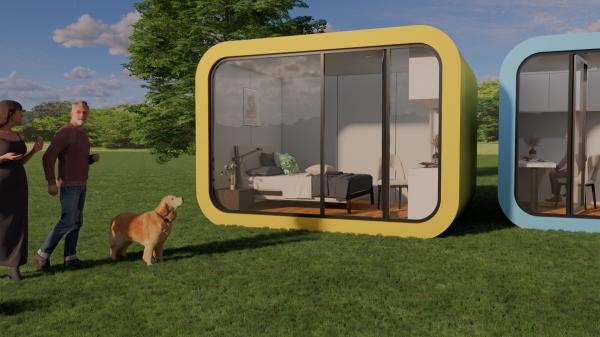 Modern Apple Cabin Office Steel Material Garden Office Cabin