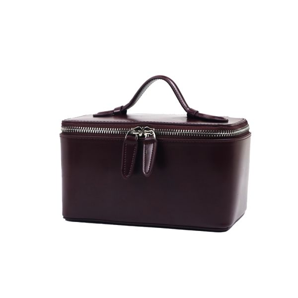 Personalized PU Leather Makeup Vanity Case Women Travel Cosmetic Bag With Handle