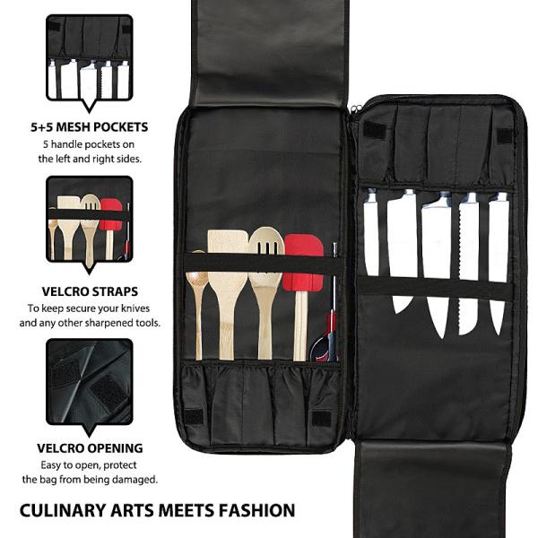 Chef Knife Storage Bag Roll Up Carrying Personalized 20x2.5x9