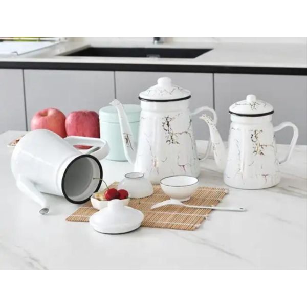 Electric Range Classic Type Enamel Kettle 1.2L Enamel Water Tea Pot With Decal