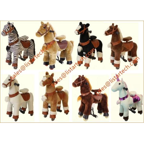 Kids Ride on Rocking Horses, Exercise Toys Kids playing Ride on Pony in Amusement park
