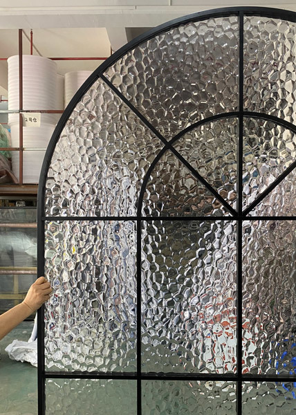 French Style Arched Glass Partition Window | Aluminum Profile with Double-Sided 3D Grids
