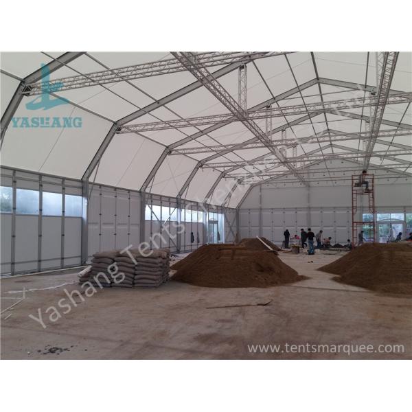 Double Pitch High Pressed Aluminum Framed Tent Solid ABS Wall Clear Glass Door 20M X 40M