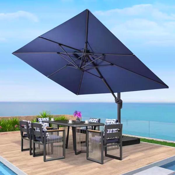 Waterproof Windproof Parasol Sun Patio Umbrella For Garden with Teakwood Frame and Outdoor Foam water-resistant Fabric Cushion