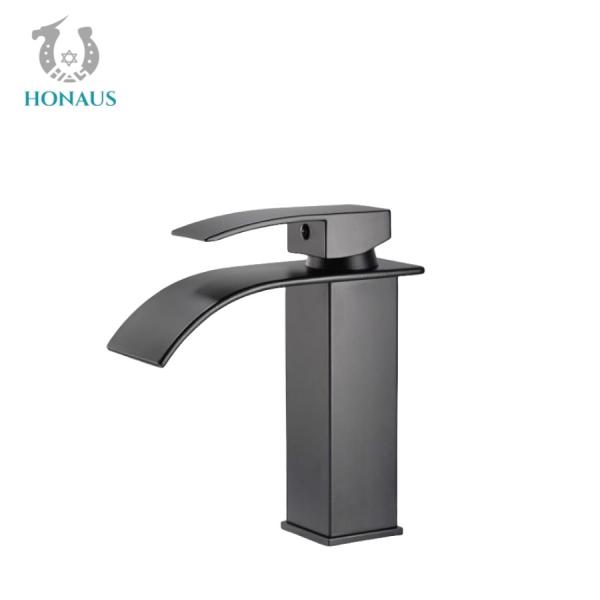 Gravity Casting Hot Cold Wash Basin Faucet Black Waterfall Basin Mixer Tap