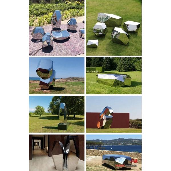 Stainless Steel Stone Shaped Park Decoration Sculpture Customizable Metal Mirror Sculpture