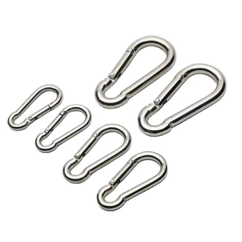 M4 M12 Stainless Steel D Shape Pet Chain Hooks Quick Connect Loops Plain Finish Insurance Mountaineering Buckles for Outdoor Use