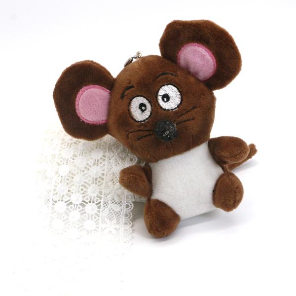 Brown Filling Cotton Doll Key Chain Big Ear Miqi Mouse Plush Cloth Material OEM