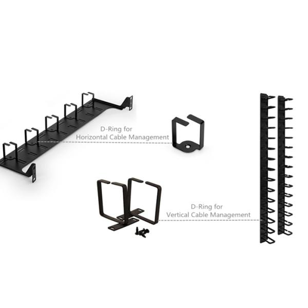Metal Cable Management Panel 5 Rotating / Detachable Plastic D Rings CE Listed