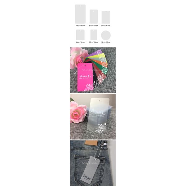 Plastic Clear Frosted Pvc Tag Colorful Blank Custom Plastic Tag Rectangle Round For Garment