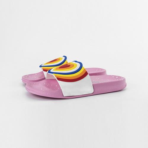 Girls Rainbow loving Heart antislip Beach / Pool / Shower Room EVA Slide Sandals