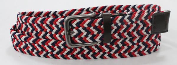 Red Elastic/ Coffee PU Men's Stretchable Belts , Old Silver Buckle Elastic Trouser Belts