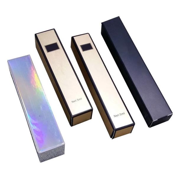 Cajas de cartón para máscara con logotipo, lápiz labial, bálsamo labial, brocha de maquillaje, embalaje biodegradable, caja de papel dorada y plateada