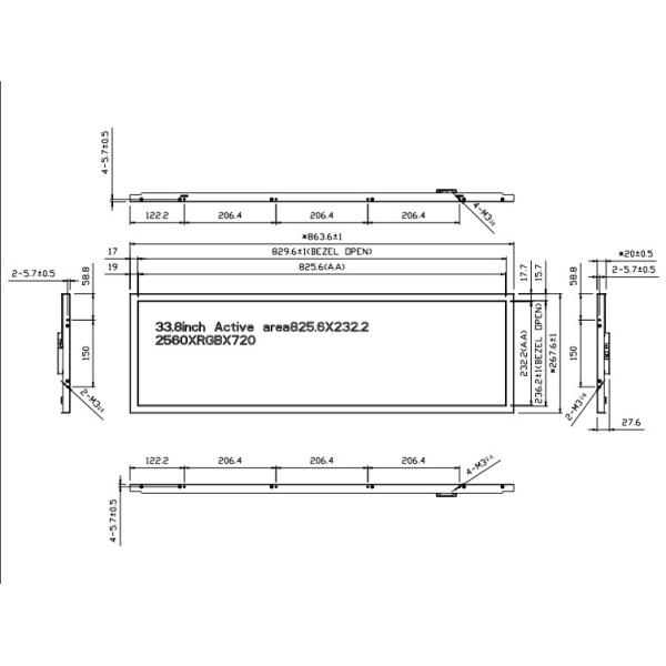 Outdoor Application 33.8 Inch QHD LCD Panel RV338FBM-N00 with 700 cd/m2 Luminance