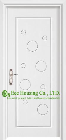 Mordern Wood Bedroom Door Design, White Color Timber Veneer Wood Door With Lever Handle,