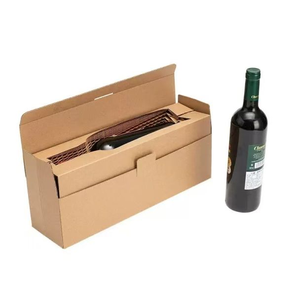 Single Honeycomb Box Wine Bottle Crush Resistant  Corrugated Packaging Box For 750ml