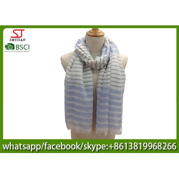 China supplier three colors stripe yarn dyed fabric spring summer scarf 80*190cm100% Polyester keep fashion chiffon