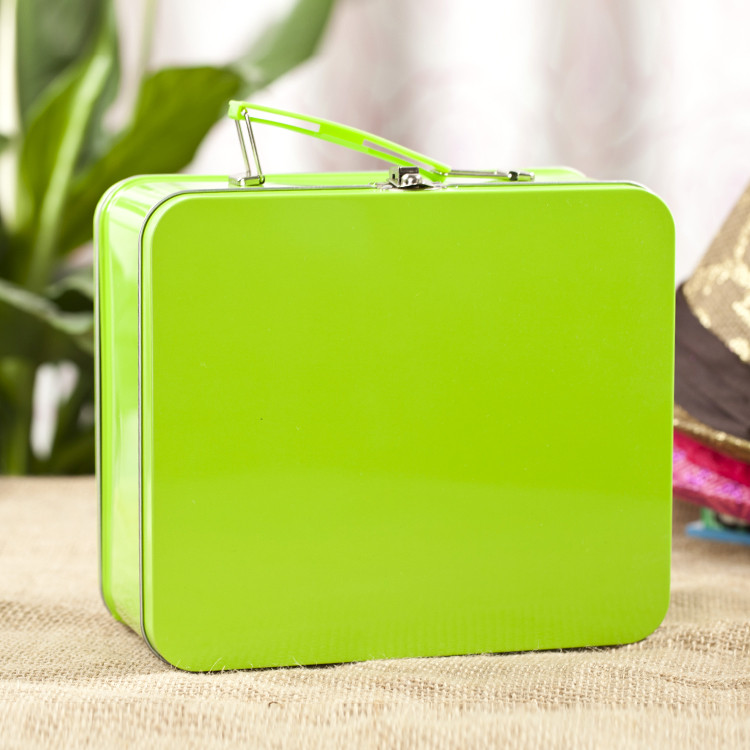 Antique Lunch Boxes With Plastic Handle , Mini Lunch Box Tins