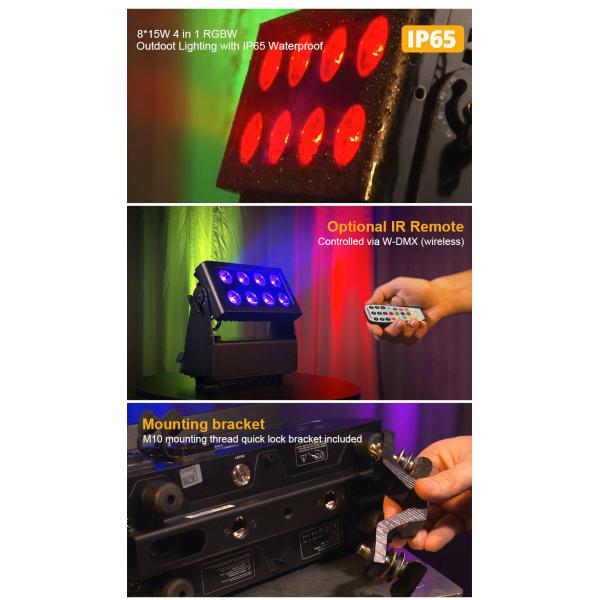 8 * 15w 4 в 1 Ip65 батарейки подсвечивает светодиодные лампы Rgbw Party Light