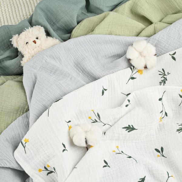 4-Pack Muslin Swaddle Blankets for Baby, Newborn Receiving Blanket 40 x 38 inches