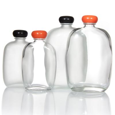 Customized Logo 100ml Glass Clear Coffee Beverage Juice Bottles With Aluminum Screw Cap