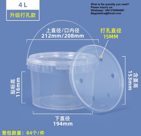 Disposable PP Clear Party Mick Tea Bucket 1000ml Plastic Cup With Handle And Lid For Juice Manufacturer Cheap Square Clear Custom Printed Candy Popcorn Cookie Plastic Bucket With Lid